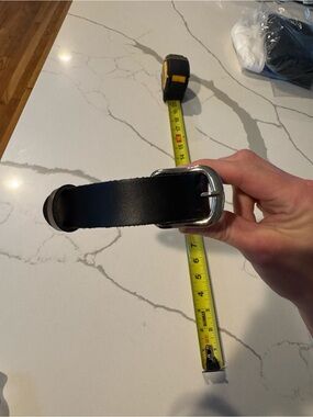 Handmade Black Leather Dog Collar Belt Loop with Silver Buckle